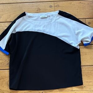 Calvin Klein Women's Short Sleeve Colorblock Tee - Black, White, Blue